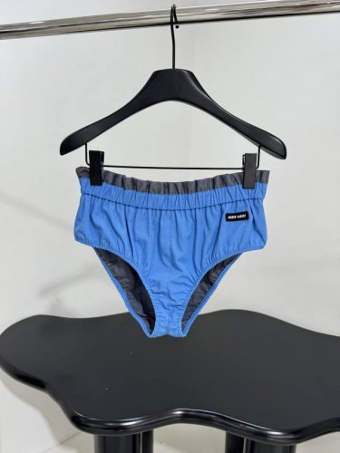 新品府绸质感三角裤 饰有品牌标识刺绣徽标 撞色弹力波浪形腰围 灰色网状衬里 醒目新颖造型 推荐入手 宝石蓝 L