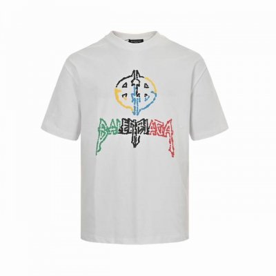 balenciaga 巴黎世家 24Ss 彩色字母Logo发泡印花短袖 标准数码直喷印花技术，纯棉柔软面料，对色定染面料，超精细平网印花工艺，潮流感十足，定染纯
