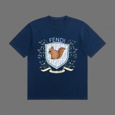 高端品质 Fendi 2025Fall 春夏系列 松鼠短袖T恤 区别普通印花 定织300G32支双纱纯棉面料 宽松版型 男女同款 Size：Xs S M L X