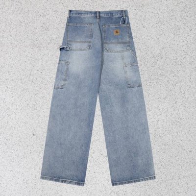 款号：H549 Carhartt Wip｜24Ss 卡哈特 美式复古宽松重磅水洗伐木工装牛仔裤 整体剪裁采用了立体结构剪裁 拼接工装视觉效果极佳，工装设计，简约