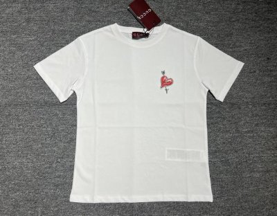 gu-W， ,绣小爱心T恤，原版开发， 白Sml，现货