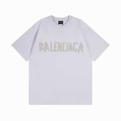 米灰色 Balenciaga 巴黎世家2025 Ss 经典胶带拉浆印花短袖T恤 本市场No.1的质量 真正天花板品质 全部原版开发注意细节图 避免被盗图商家混发