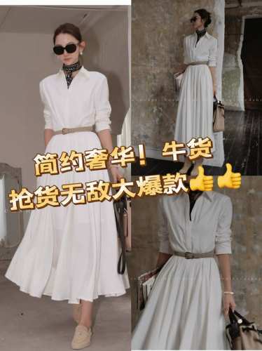 翻单出500件现货 P330简约奢华！无敌大爆款！巨废料！高奢简约知性宽松显瘦衬衫连衣裙，穿上根本不想脱下来日常出街利落百搭，浪漫廓形大摆，尽显女性气质，配定制