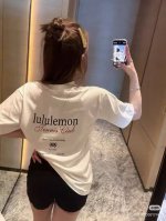 高品质 品名：Lululemon 24Ss春夏新款 植绒印花宽松字母图案男女同款圆领纯棉短袖T恤 版型；宽松版 面料：330G全棉精梳棉 颜色： 黑色-白色 尺