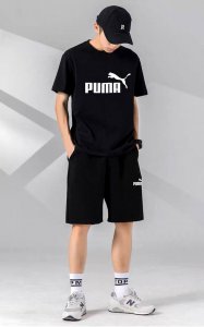 puma 彪马经典短袖短裤运动套装 百搭不挑人 本款T恤采用纯棉面料 吸汗透气 贴身柔软 腰部松紧带抽绳 拉链口袋 运动時候可以放手机钥匙 非常方便 上身效果超