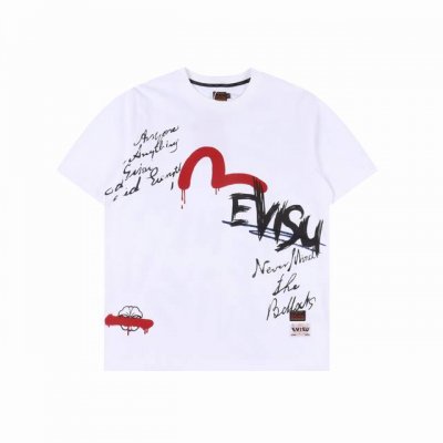 evisu 福神 25Ss 涂鸦手绘字母印花短袖 新款印花260克重双纱紧密纯棉面料 严选好货 size:S-Xxl