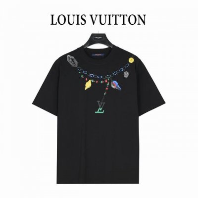 Louis Vuitton 路易威登 25Ss 创意项链字母Logo印花短袖T恤 面料采用高克重260G重精梳棉，定制1:1螺纹，面料舒适亲肤无异感， 制定染面