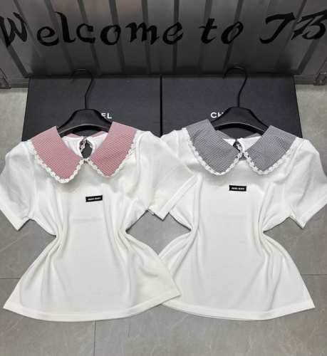 新品上线 款号:28 2# #Niu黑标拼接娃娃领短袖