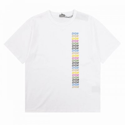 dior 迪奥 彩色斜字圆领短袖 size S-L