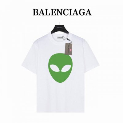 balenciaga 巴黎世家外星人脸 短袖T恤 款号:Blsj04 白色 240克重磅小落肩100%棉T恤 Os版型 宽松有型好搭配 采用精梳紧密赛络工艺 面