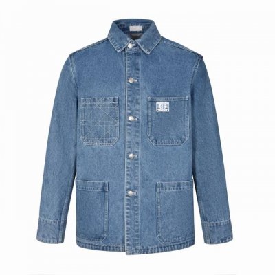 独家供应 Cd 24Fw 藤格大O刺绣牛仔衬衣外套 原17,500购入，采用定织定染蓝色棉质斜纹面料，面料主要由棉纤维制成，斜纹牛仔面料还具有很好的耐磨性和耐久