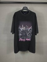 实拍图 顶级版本.官网品质 Balenci*Ga 25新款 正面以洛杉矶夜景直喷印花成衣洗水短袖T恤# ss25最新款 第一时间研发 巨别市场通货 欢迎对比 面