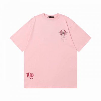 款号：8830款 颜色：黑，白，粉 Ch克罗心2025Ss春夏新款纯棉280G双纱纯棉男女同款短袖 不需要所谓烂大街的华丽文案 主打品质 面料经过高温缩水固色
