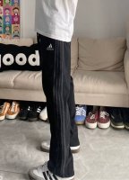 Adidas 阿迪达斯灰色三条杠黑色条纹裤子男夏季薄款潮牌美式速干工装裤直筒宽松运动休闲长裤 ~可机洗速干褶皱面料 抗菌 可机洗 ~版型百搭 经典三条杠 男女同