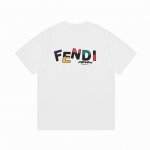 P90 2025夏季新款Fendi 芬迪双Ff 经典字母Logo印花 300克棉质圆领短袖T恤衫 男女同款 颜色：黑 白 尺码：S-Xxl