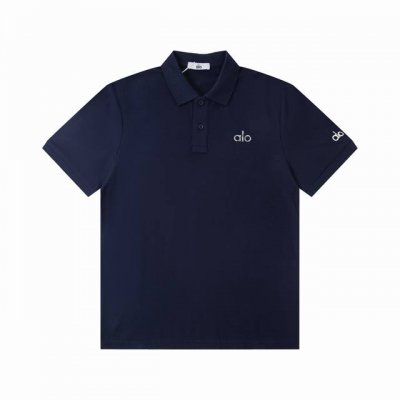 a11# 美国洛杉矶Alo25Ss经典小标Logo字母翻领男女同款短袖polo衫 颜色 黑色 白色 藏青 码数 M L Xl 2Xl 3Xl 面料 200克纯棉