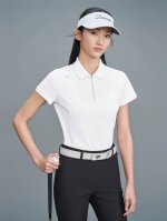 丶上新 女款迪桑特速干Polo 上身图 Descentegolf 迪桑特高尔夫Field系列女士短袖Polo衫25夏季新品 采用质感针织面料制成的短袖Polo衫