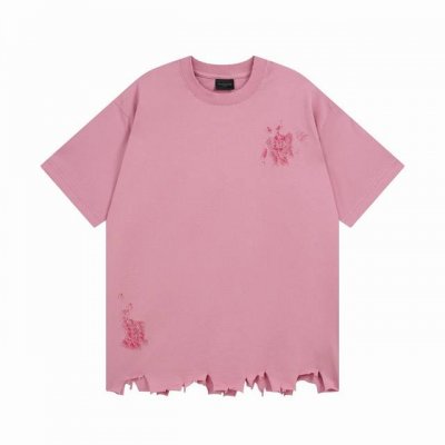 Balenciaga 巴黎世家2025 Ss 正面麦穗刺绣后背字母彩色手绘涂鸦色彩碰撞割烂做旧短袖T恤 本市场No.1的质量 真正天花板品质 全部原版开发注意细