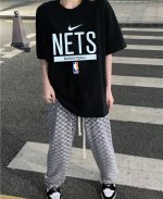 Nba X Nike 耐克Nets篮网队篮球训练服短袖半袖T恤 采用230G双纱100%精梳纯棉面料 螺纹定织定染无色差！采用过肩拉条工艺，百洗不变形！ -采用