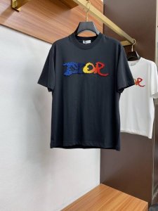 迪奥 2025新款原单男士休闲阔版短袖T恤 高端定制 高版本 时尚百搭爆款 宽松版 原版进口双股纯棉面料 螺纹袖口.领口衣摆 手感超柔软细腻 穿着亲肤舒适 高端