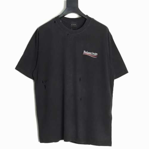 balenciaga 巴黎世家 经典可乐做旧短袖 经典可乐短袖，原版定位破洞磨破，前后刺绣，落肩宽松版型，高版本 新面料 新版型 独家定织定染高克重面料 质感柔