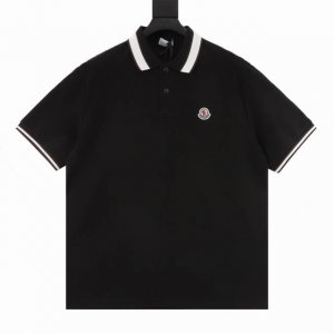 moncler蒙口Mc 咖领扣短袖polo衫 采用原版220G定制珠地面料 螺纹同缸定染对格对纹零色差 纽扣原版1:1开模定做 领子颜色 尺寸比例还原原版 独家
