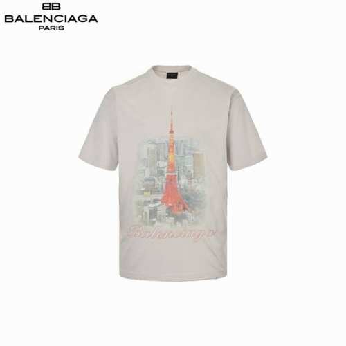 Baenciaga 巴黎世家 水洗破洞东京银座铁塔夜景短袖 重度做旧磨破 领口 兜边 袖口 前后螺纹 破洞细节清晰可见 印花采用日本Brother白墨数码直喷成