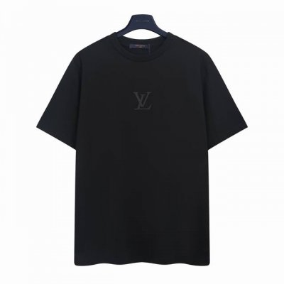 路易威登 Lv 前后Logo立体印花短袖T恤 前后幅采用进口厚板胶浆立体印花工艺 采用32S纯棉双纱平纹面料，克重260G，亲肤持久保型，配套350G螺纹同缸定