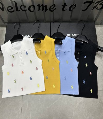 新品上线 款号: 9# #拉夫彩色Logo翻领背心实拍图