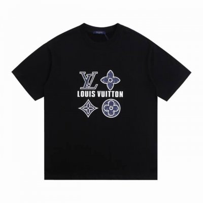 上新 高版本 Louis Vuitton路易威登三花字母硅胶烫短袖 最高版本！定制面料 克100%双纱棉！植绒满压字母硅胶工艺设计！ 辅料：开模原版过鉴定领标1