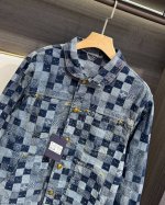 款号-Mx015 细节图 Louis Vuitton 路易 威登 25Fw 限定款棋盘格刺绣提花牛仔夹克外套 路易威登 25Fw 新款Logo刺绣棋盘格牛仔夹克