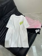 gucc*25春夏新款字母刺绣重工款短袖T恤，纯棉面料，经典宽松版型百搭不挑人，上身非常漂亮！Sml