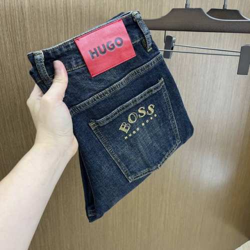 新款 Hugo 高端定制、25Ss春夏最新款原牛仔裤 柜台同步发售 原版定制复刻 客供五金辅料 原单品质 进口牛仔面料重工洗水 做工走线精细 上身绝佳！优选单品