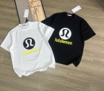 lululemon 24Ss春夏新款 字母拼色图案硅胶印花男女同款圆领纯棉短袖T恤 宽松版，面料330G全棉精梳棉！！！ 颜色： 黑色-白色 尺码M-L- Xl