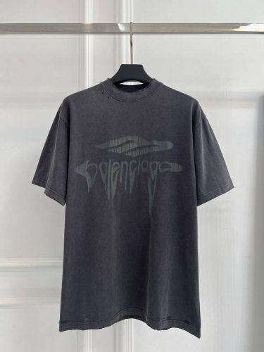 顶级最高版本 尺码偏大 B家 巴黎世家 Balenciaga 经典溶解重工艺印花圆领半袖T恤短袖 男女同款 情侣款 宽松版型 最高版本 原版面料 高版本 高品质
