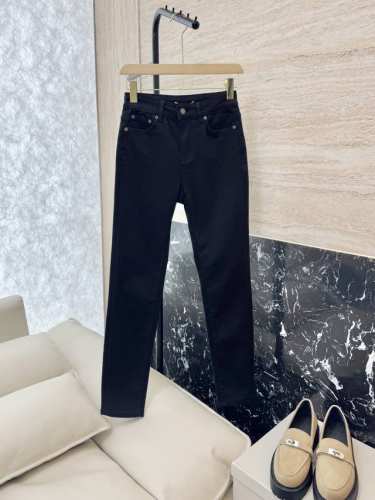 cx023#新款牛仔裤 Ysl 字母印花 弹力牛仔棉显瘦牛仔裤 黑色 蓝色 26-30码