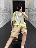 w117# we11Done官网同款24Ss抽象涂鸦彩漆印花圆领短袖T恤 重磅26支高克重320克双纱精梳棉面料 logo字母刺绣 细节拉满 成衣经高温洗水定型