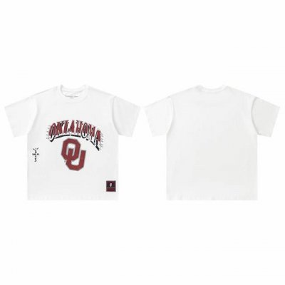 t8808 顶级品质 Travis Scott X Mitchell X Ness Oklahoma Sooners Hand-Drawn短袖 做工精美 走线流