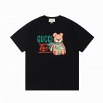 P80#E140 Gucci 古驰 双G字母 小熊玩偶印花 Logo标识精致升级，灵感源自八十年代复古 原版面料 官方同款 短袖T恤 定制260克同缸染面料 手