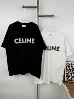 款号A17 Celine赛琳24Ss 贴布铆钉短袖T恤 纯棉双纱汗布面料同缸定染特种加粗32支双股1×1罗纹 激光镂刻品牌字母标识贴布 纯手工敲定铆钉 进口田岛