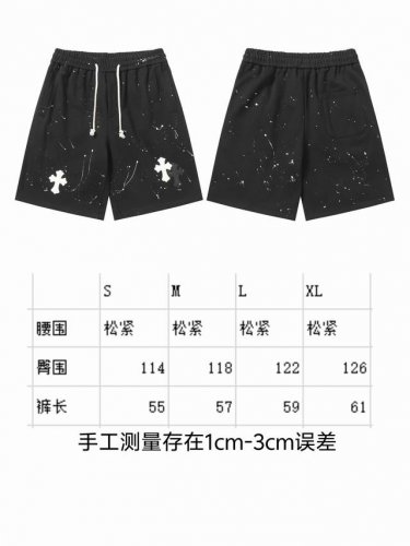 现货 p 2277 克家罗心2025春夏贴皮绣十字架手绘.运动宽松轻奢男士休闲裤子五分裤短裤中裤 颜色:黑色 码数：S M L Xl