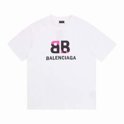 上新 高版本 Balsenciaga巴黎世家毛绒拼接硅胶情侣休闲短袖T恤 最高版本！定制面料 克100%双纱棉！字母毛绒硅胶立体烫画工艺设计！ 辅料：开模原版过