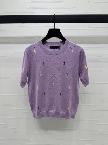 上新原单高端品质 Ralph Lauren Pol* 2025春夏最新系列！镂空菱格针织短袖！定制丝毛纱线织造 细腻肌理 柔软舒适 针织短袖裁剪 螺纹包边增添精