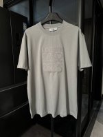 p130【高端复刻】 loewe/罗意威 25Ss 官网同步大Logo激光贴布刺绣短袖（灰色） 面料说明 32支精棉紧密平纹280克 配套1:1十字罗纹260克