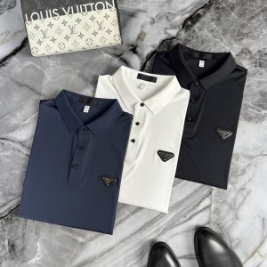 prada 普拉达 2025春夏Gw专柜新款 高端优雅男士定制 顶级时尚休闲商务原单翻领衫无痕polo衫 25Ss高端人士必备单品 精选进口原单柔顺锦纶氨纶面料