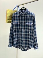 P320，Celine 瑟琳，2025春季新品，专柜同步有售，原单狠货，时尚休闲长袖衬衫，采用进口原版面料，顶级刺绣工艺字母图案Logo，一贯的高规格出品，亲肤