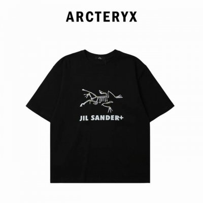 arcteryx*始祖鸟 线条图案个性Logo印花短袖T恤 定制面料300G 男女同款 001 尺码：S M L Xl 颜色：黑色 白色