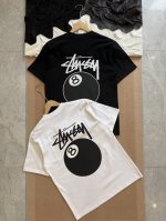 斯图西 Stussy 8球系列 Ball Crew 黑8图案印花 圆领短袖T恤 -面料采用260G纯棉面料 达到透而不露的黄金平衡点 完美规避透视尴尬 成衣尺寸