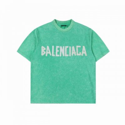 balenciaga 巴黎世家 25Ss 水洗美纹纸胶带炒色破洞短袖T恤 夏日多巴胺水洗美纹纸黄胶带破坏系列 胸口印花采用康丽数码直喷工艺 字母褶皱感形态逼真