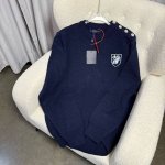 Louis Vuitton路易威登 24Ss Lou*S Vuitt*N 新款海螺刺绣Logo花卉纽扣圆领长袖毛衣 100%纯棉藏青色配色 男女同款全码现货供应